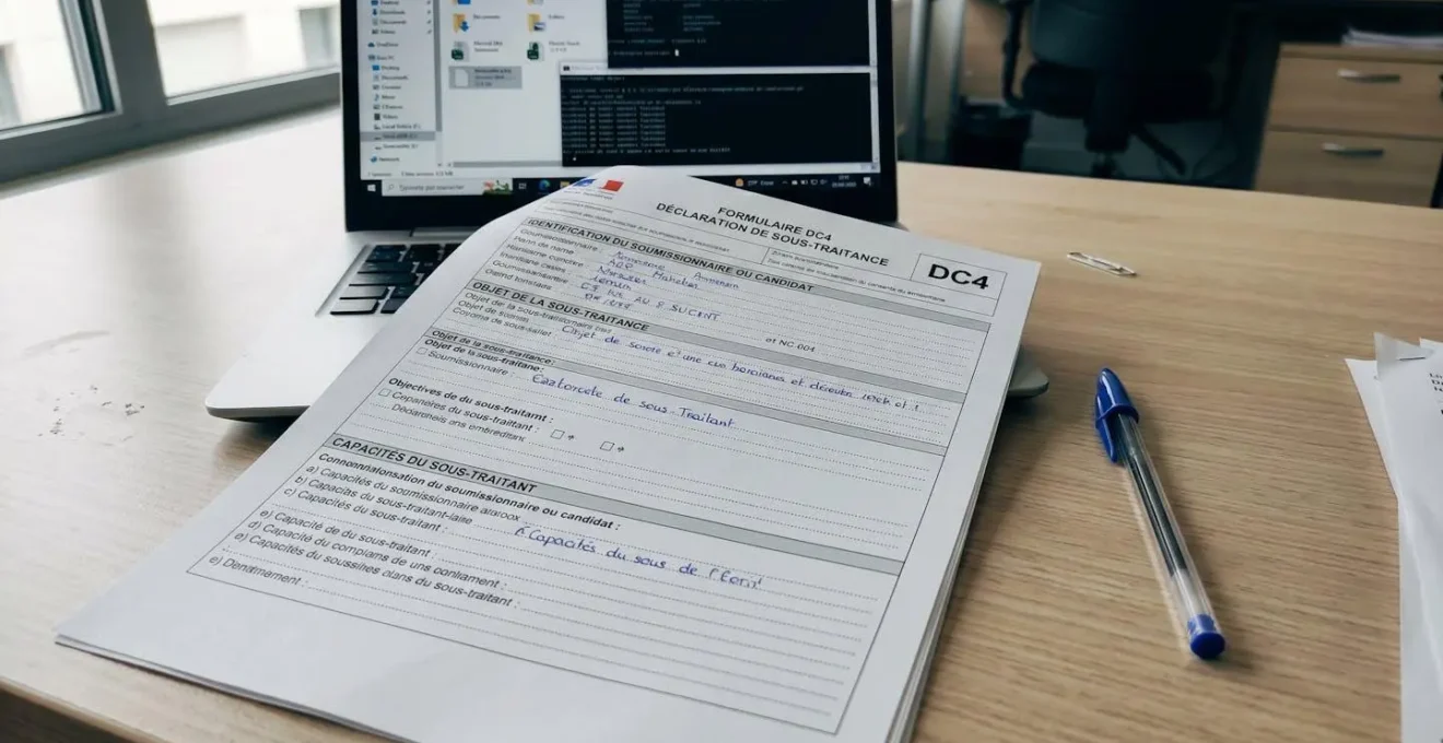 Un chef d'entreprise signe un document officiel à son bureau dans un environnement professionnel lumineux
